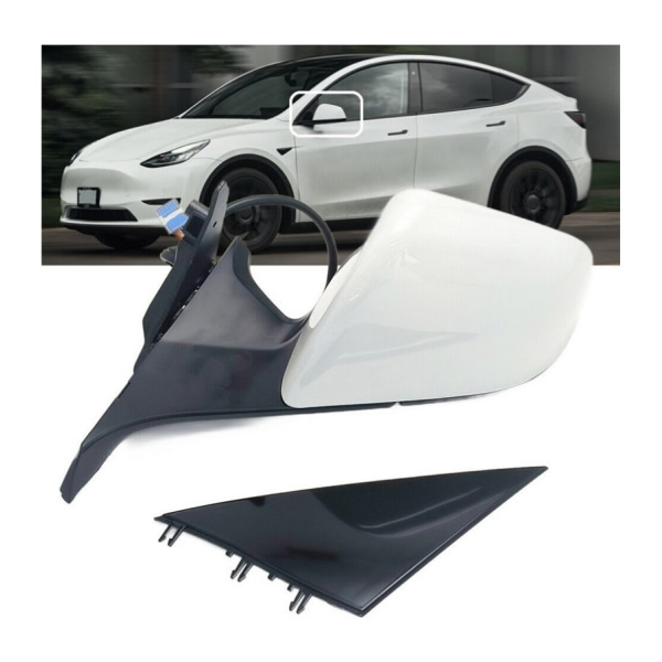 White Mirror with Anti-Fraud Applicable to 20-23 Tesla Model Y